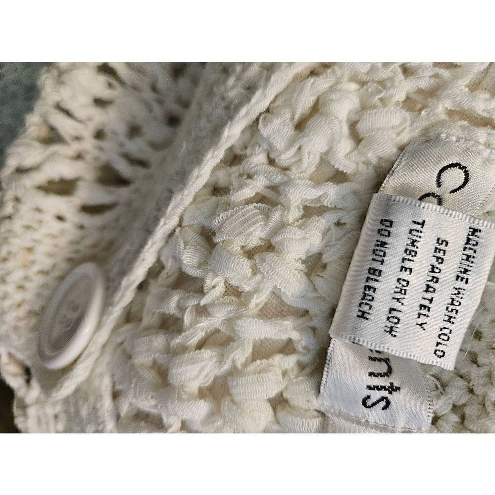 Compliments winter white loose knit cardigan.  Size L. - Picture 4 of 4